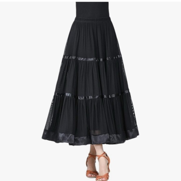 CISMARK Long Modern Flamenco Waltz Standard Ballroom Dance Fancy Training Skirt - Picture 4 of 10